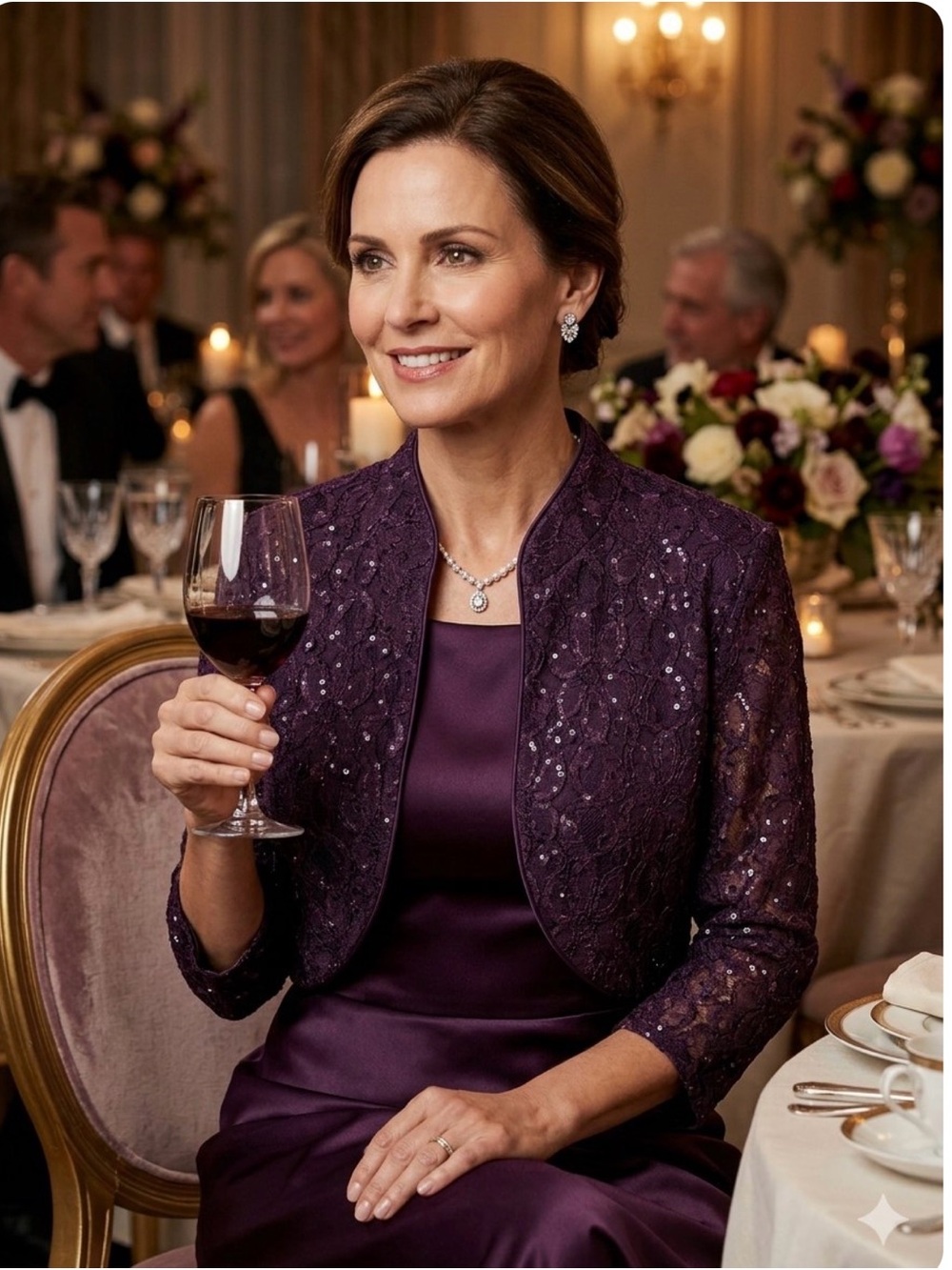Jessica Howard Purple Lace Sequin Bolero Jacket